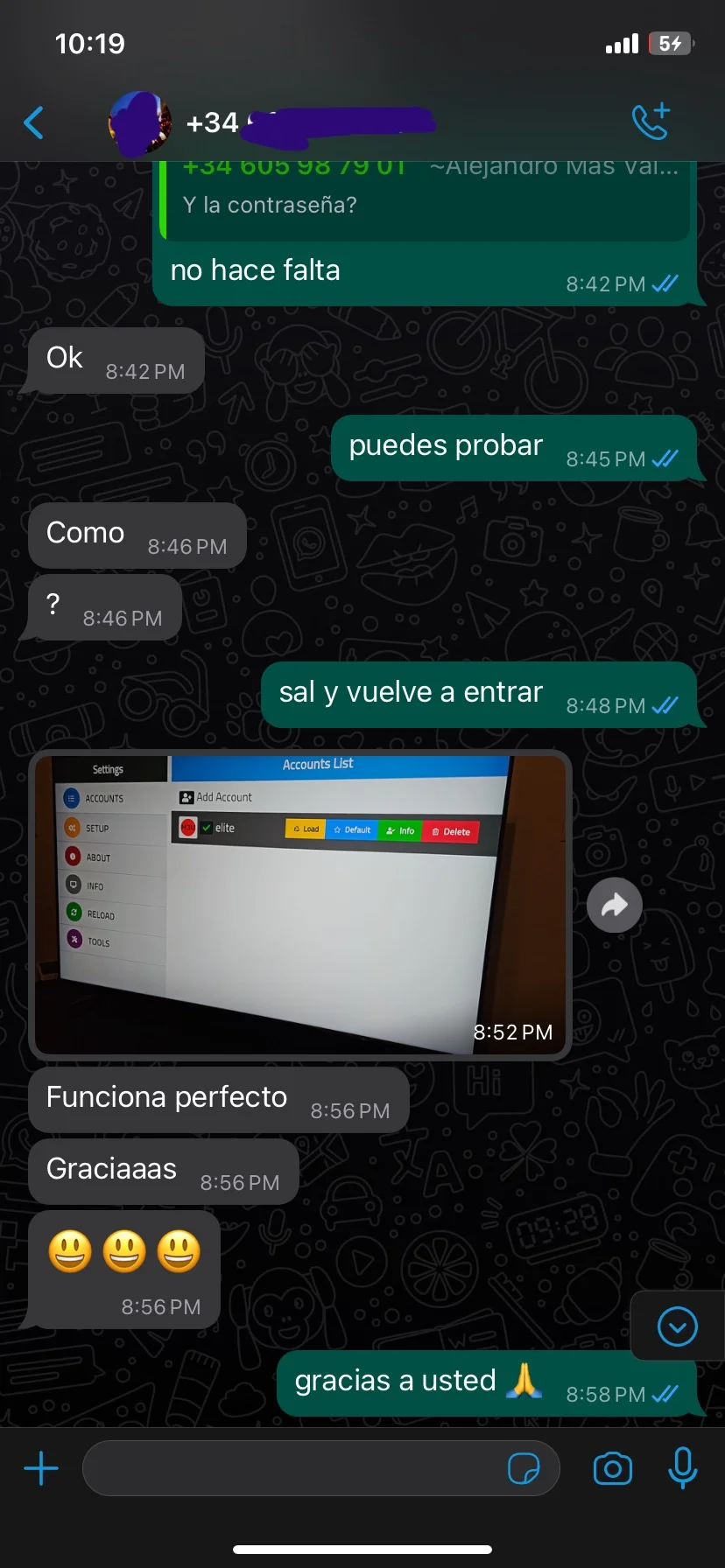 Reseña de cliente en WhatsApp