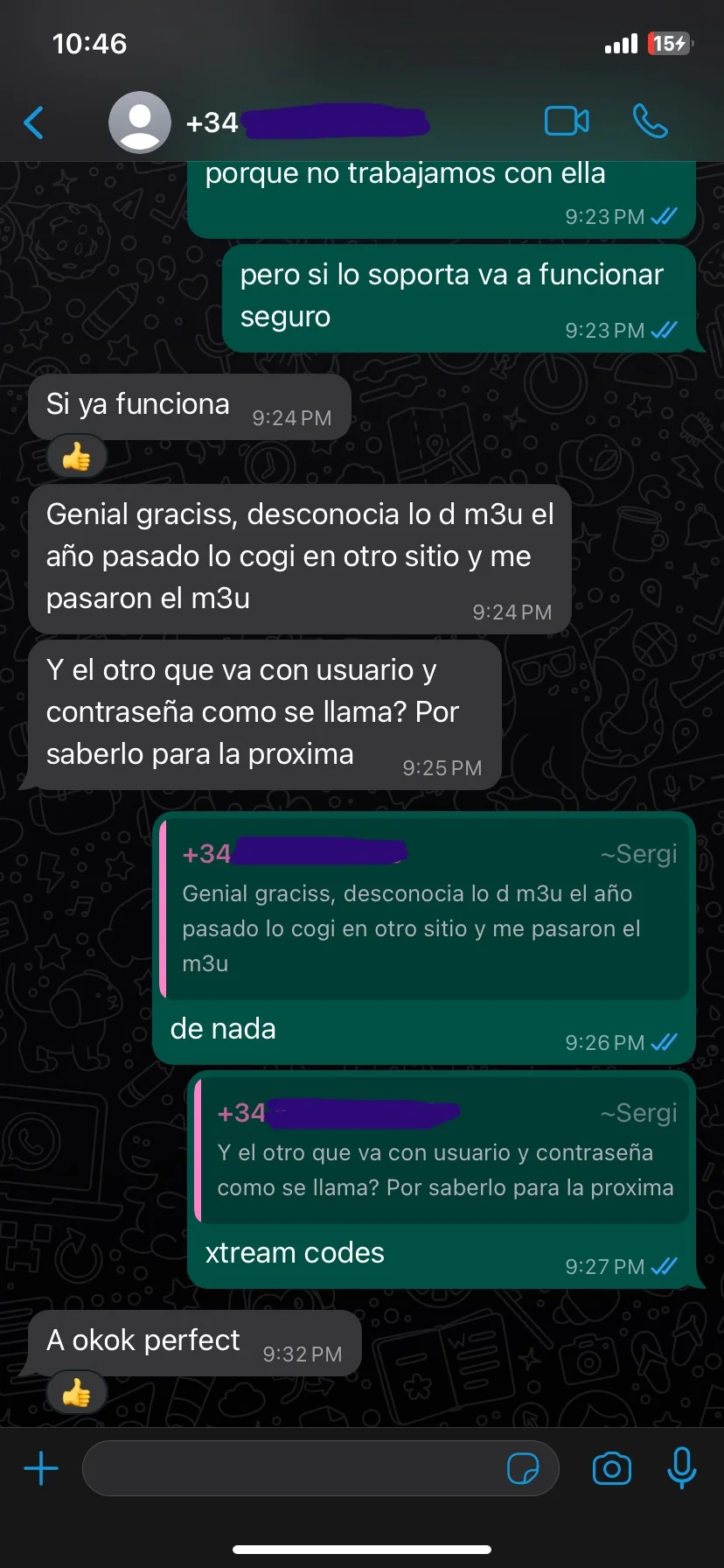 Reseña de cliente en WhatsApp